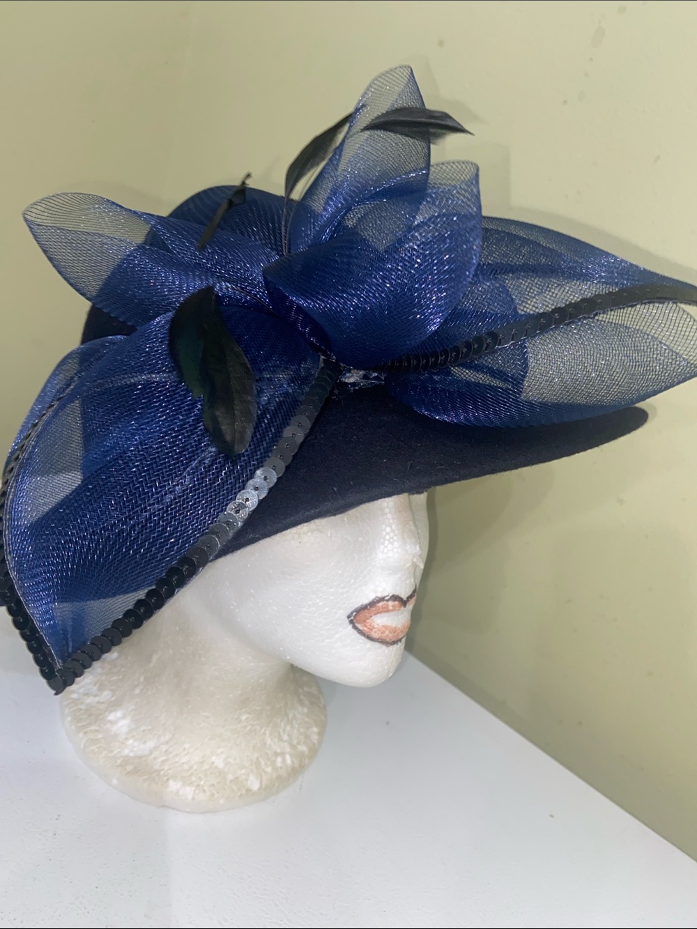 Beautiful Blue Dress Hat by Lily Lee